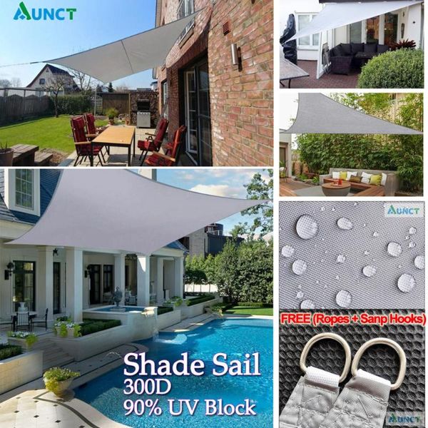 

shade aunct waterproof 300d gray all size square rectangle sail garden terrace canopy swim sun camping hiking yard awnings