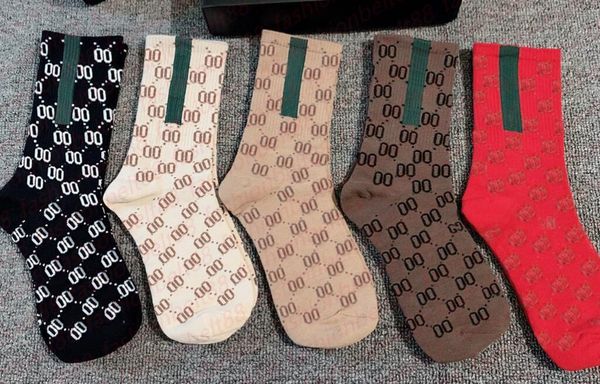 

designer mens womens socks five pair luxe sports winter mesh letter printed sock embroidery cotton man with, Black