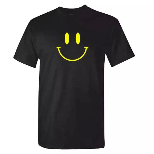 

mens smiley face tshirt - smily acid house 90s dance 90's music retro, White;black