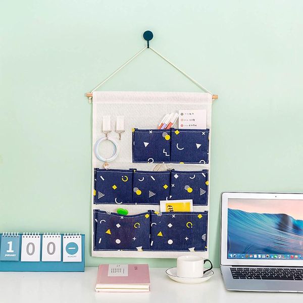 

storage bags hanging organizer with pockets fabric wall mounted sundries bag hook waterproof home cloth closet organizing