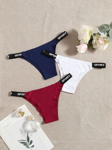 

3pack plus no show letter tape panty set k3zn#, Black;white