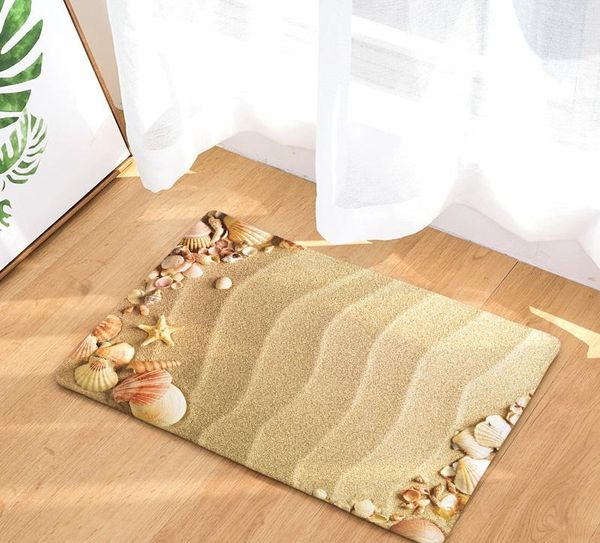 

beach sandy shells sea star summer holiday style rug anti-slip doormat home decor door mat floor living room carpet carpets