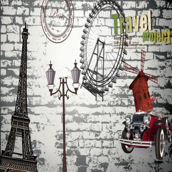 

wallpapers dropship colomac retro ferris wheel eiffel tower bedroom wall papers vintage wallpaper mural papel de parede 3d