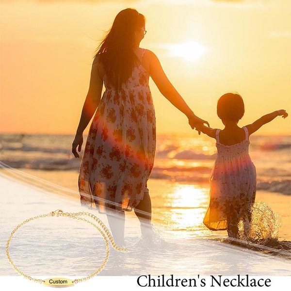 

chains customizable id bar baby necklaces for boys girls children, anti allergy stainless steel choker collar,love gift to son daughter, Silver