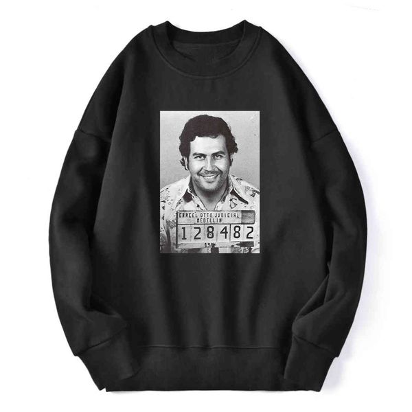 

pablo cobar men's hoodie, crew neck casual wear, lord ana print, autumn, Black