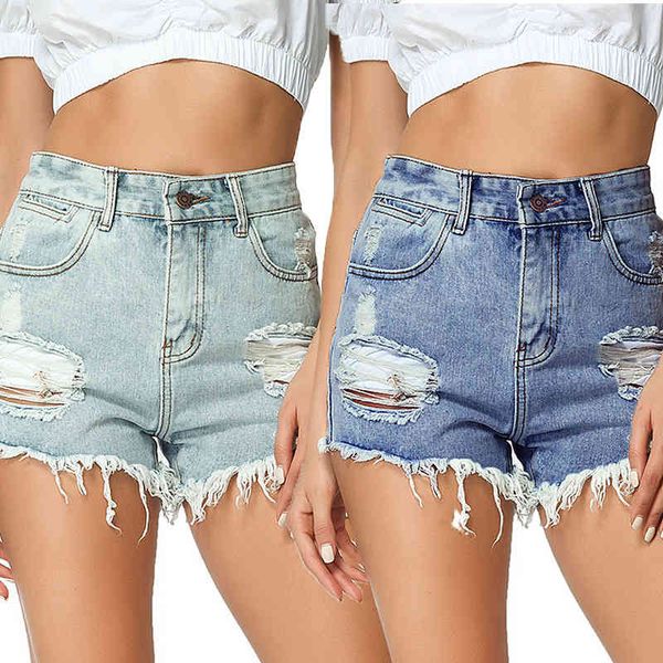 

fashion a pair of jeans 2021 spring and summer women's denim shorts, Blue