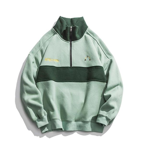 

women's hoodies & sweatshirts harajuku patchwork turtleneck 2021 pullover mens color block korean fleece streetwear clothes, Black
