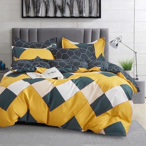 

bedding sets oentyo geometric set  size plaid duvet cover with pillowcase 2/3pcs bedclothes oem,wholesale,drop