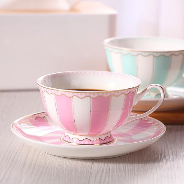 

cups & saucers european coffee cup and saucer english afternoon tea set teacup bone china tazas de cafe blue pink home drink gifts