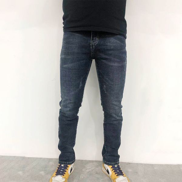

spring and autumn jeans men's slim little feet fashion brand casual long pants korean versatile 2021, Blue