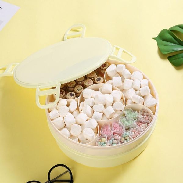 

double layers plastic fruit dish snack box candy plates petal-shape trays dried storage organizer kitchen gadgets bottles & jars