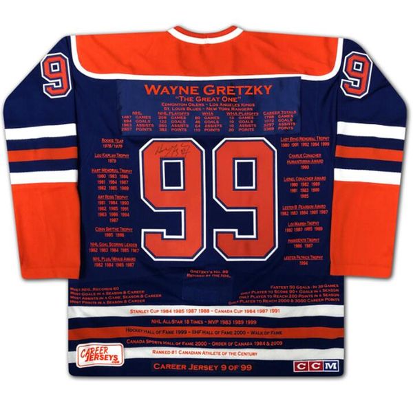 

gretzky career #9 of 99 elite edition signed autograph signatured autographed auto jersey shirts, Black