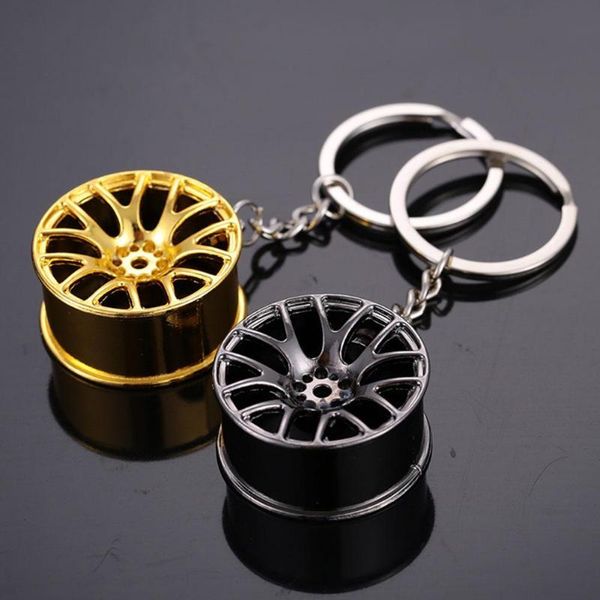 

keychains keychain key ring 3d creative accessories auto part model car keyring chain zinc alloy wheel rim, Silver