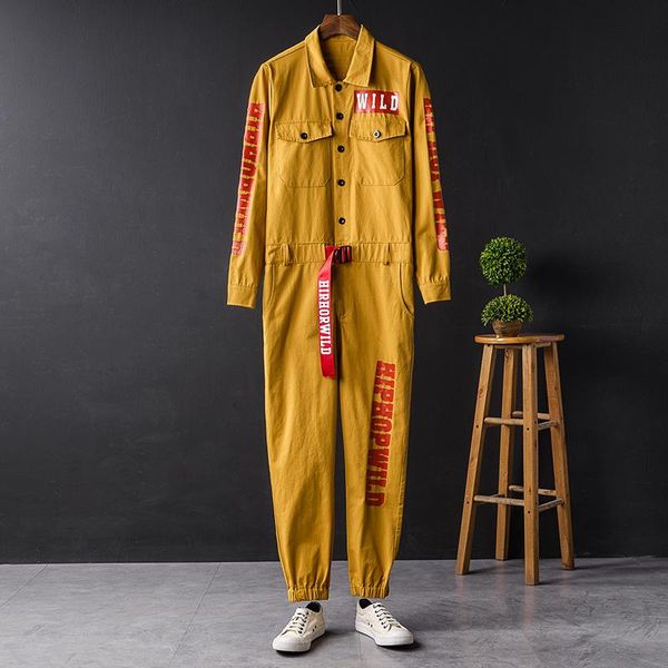 

men's tracksuits spring autumn jumpsuit for men women work wear long sleeve pants suit clothes hip hop streetwear one piece overalls ro, Gray