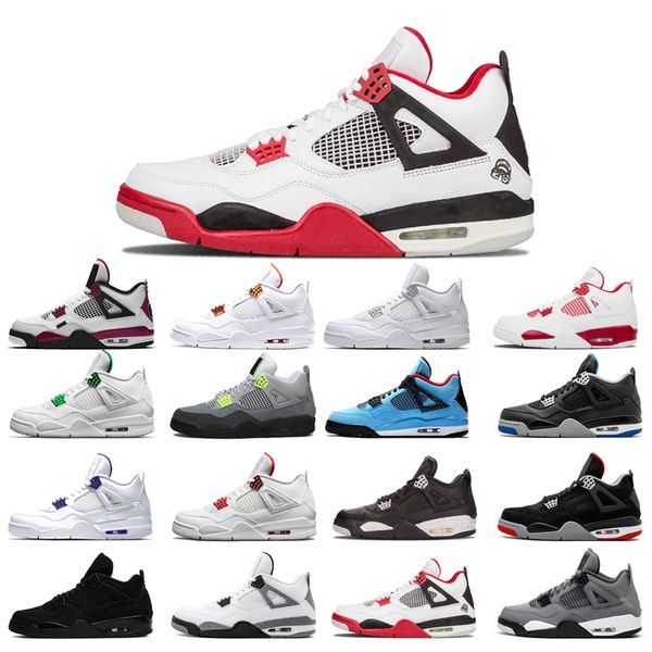 

new basketball shoes 4s man woman black cat court purple university red neon bred alternate motorsport metallic white cement pure money size