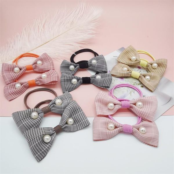 

hair accessories 10pcs bows for girls pearl color scrunchie elastic bands korean rope women sweet ponytail headwear headbands, Slivery;white