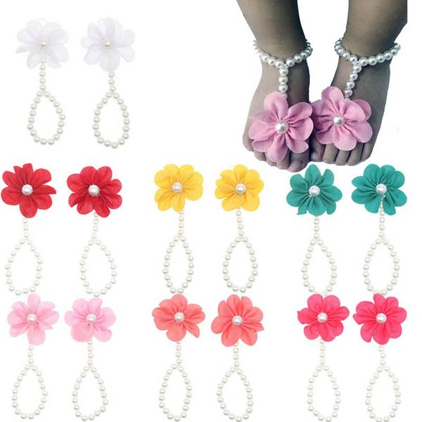 

girls hair accessories baby anklets feet decorated flower foot accessory newborn pgraphy props princess bracelet cute b7349, Slivery;white