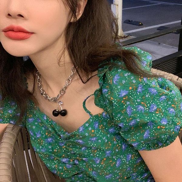 

chains cool necklace for women black cherry pendant neck chain choker hip hop punk jewelry gift girls ea, Silver