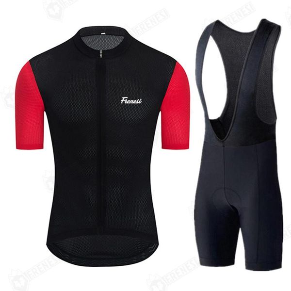 

racing sets 2021 frenesi cycling clothing men breathable bike jersey bicycle ropa ciclismo summer simple style bib sport set, Black;blue