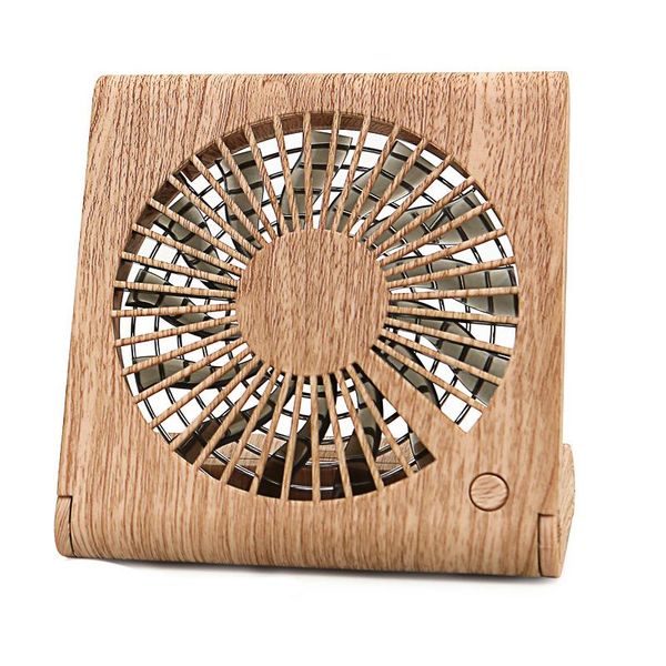 

electric fans notebook wood grain color desksilent fan student mini ultra-thin foldable usb rechargeable portable
