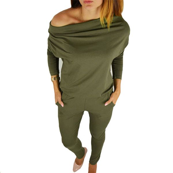 Осеннее женское тело с длинными рукавами Спецодежда для женщин Комбинированные комбинезоны Combianison Femme Sexy Bodysuits Lady Green Playsuits 210419