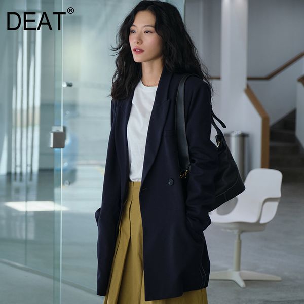 

summer fashion women clothes notched collar full sleeves navy color single blazer female wp67017 size 210421, White;black