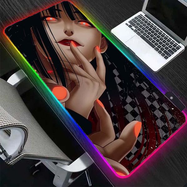 

mouse pads & wrist rests anime rgb rubber xxl office gaming accessories table mat large pad non-slip led night light lighting notebook