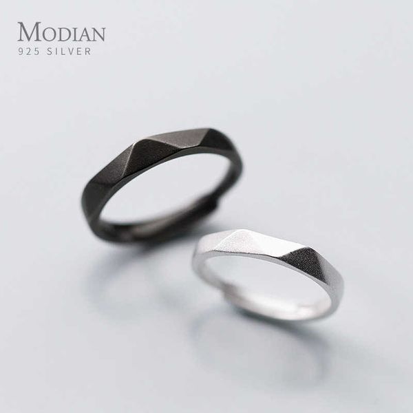 

couples black single ring classic 925 sterling silver adjustable finger rings for women wedding jewelry 210707, Slivery;golden