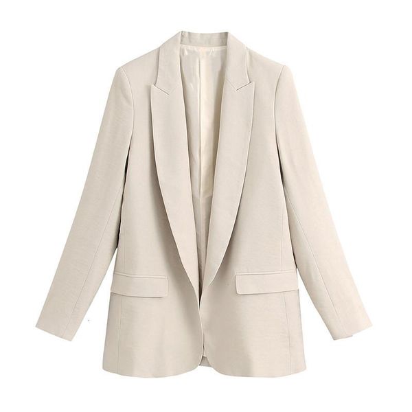 

women's suits & aachoae solid casual office blazer women long sleeve work wear suit jacket blazers notched collar pockets outwear coat, White;black
