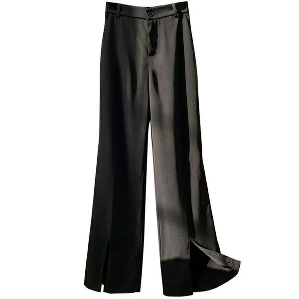 

women's pants & capris 2021 woman career pant office lady traf straight belt casual ankle thin, wide, loose, all-match wide-leg, Black;white
