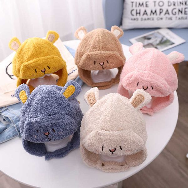 est inverno chapéus chapéus e bonés Flannel Bombardeiro Quente para Criança Baby Boys Meninas Chapéus Bonitos Bear Gorros Acessórios 210713