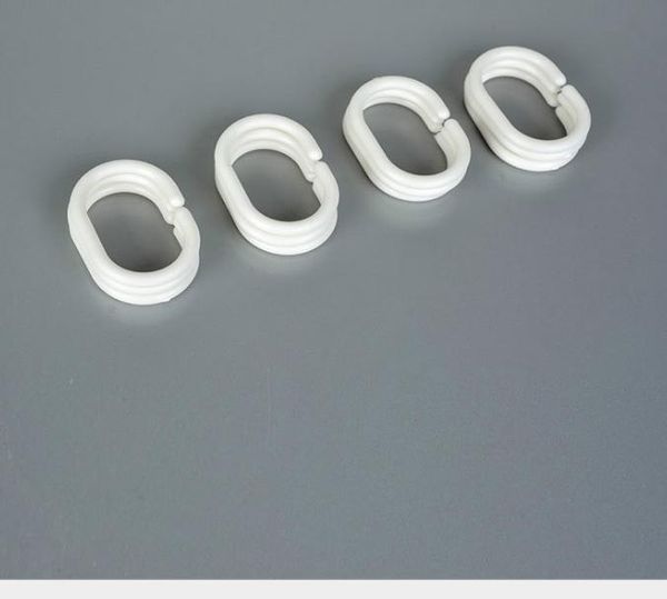 

2021 shower curtain hook hanger plastic ring bath drape loop clasp, White