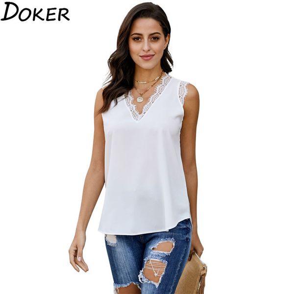 

summer sleeveless t shirt women v-neck off shoulder streetwear womens plus size fashions tshirt tee shirt femme 210423, White