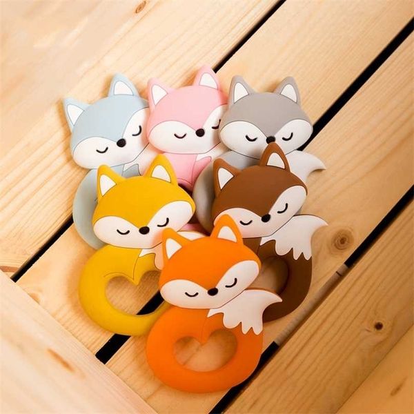 

let's make silicone animal teether shape food grade cartoon diy nursing teething cute patent 6pc /lot 211106