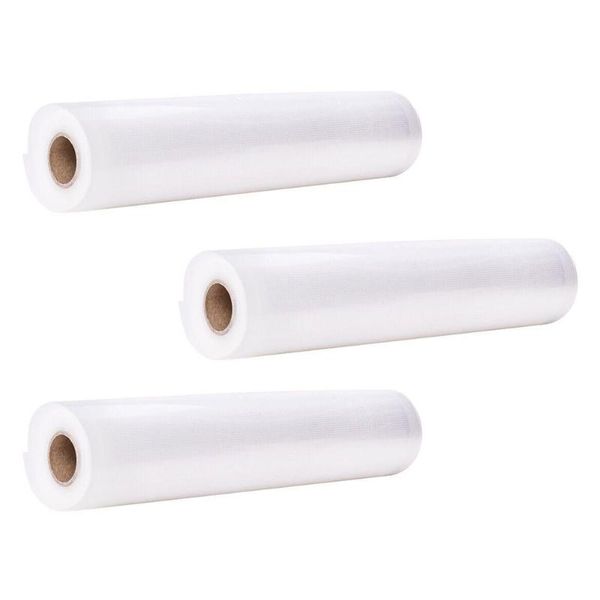 

storage bags 3 rolls kitchen food home useful vacuum (white)