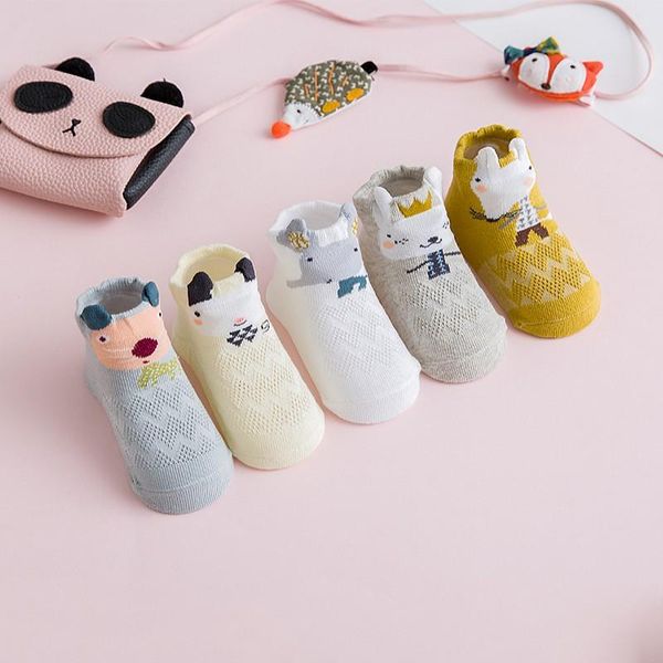 

pairs of baby cute cartoon mesh breathable cotton boneless socks for boys girls non-slip stockings fashion children, Pink;yellow