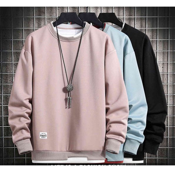 

2021 spring men crewneck sweatshirt harajuku oversized japanese streetwear black hoodie hip hop sweatshirts hoodies male