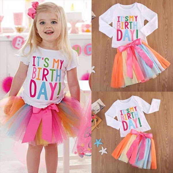 

pudcoco girl suits 1y 6y baby kid toddler its my birthday t shirt tutu skirt dress outfit clothing, White