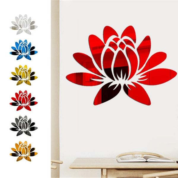 

wall stickers 3d mirror sticker multicolor flower decal home art-murals decor self-adhesive decals art living room