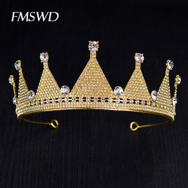 

hair clips & barrettes 2021 gold color bridal rhinestone crown crystal tiaras for women wedding tiara headpiece accessories hg-002, Golden;silver