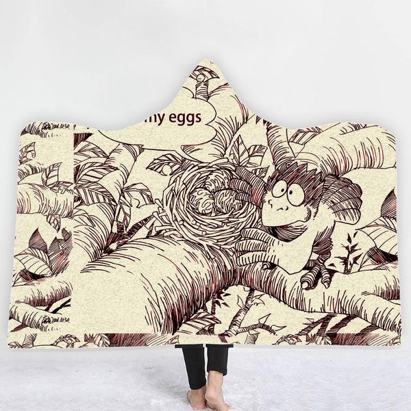 

blankets cartoon sketch tiger monkey animal hoodie wearable blanket fleece cozy ultra-soft light weight warm adults kids gift