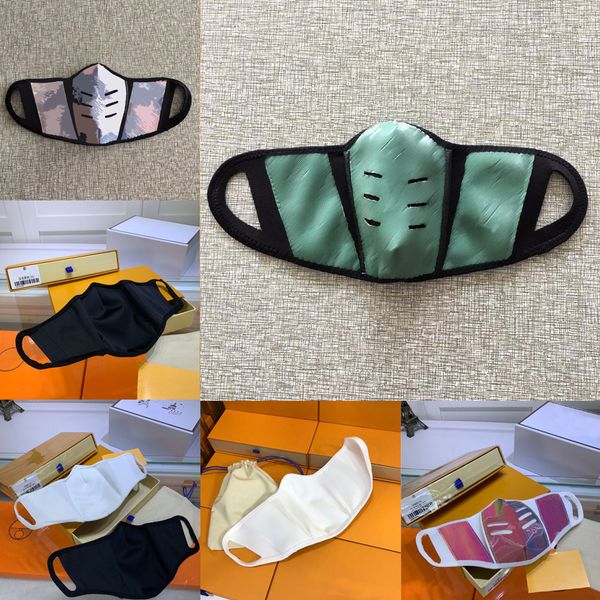 

24style with box unsiex pu leather dustproof breathe mask fashion brand designer letter men women outdoor sports protective durable mouth ma, Silver