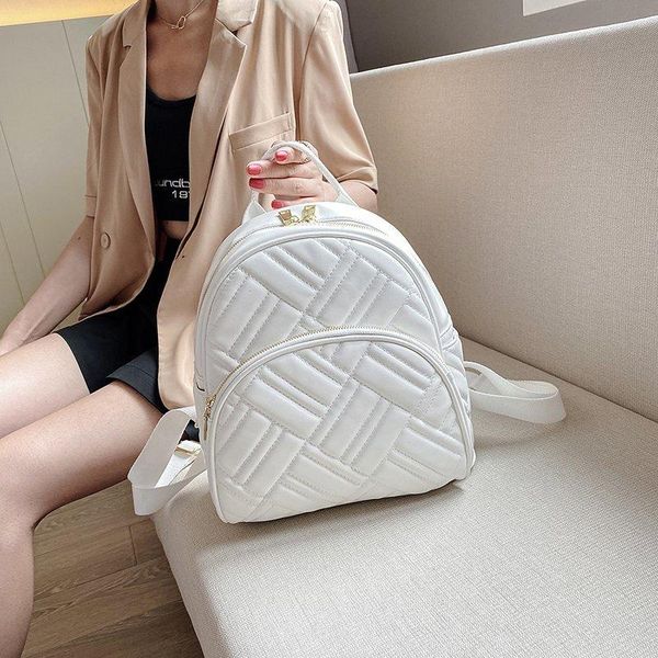 

backpack style quality soft pu leather solid color back pack bags for women school teenagers girls luxury backpacks