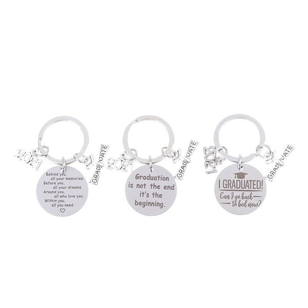 

keychains 1pcs stainless steel class of 2021 graduation key chain gifts high school college inspirational jewelry, Silver