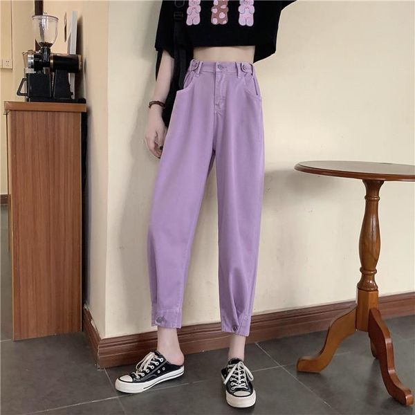 

women's jeans denim pants women high waist harem 2021 loose plus size trousers casual streetwear pantalon femme, Blue