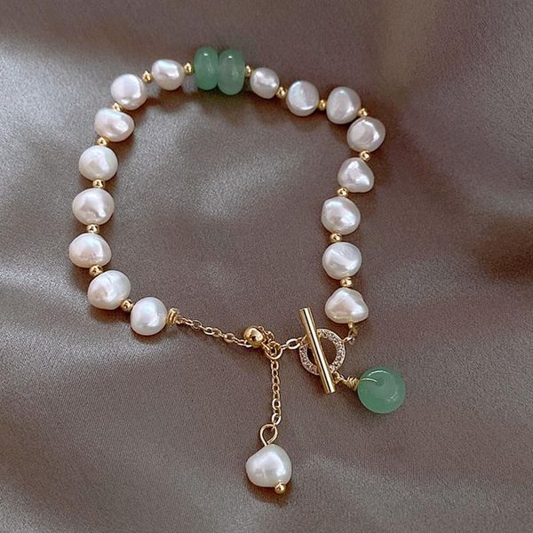 

beaded, strands classic fashion natural stone pearl pendant bracelet for woman exquisite lucky cuff anniversary gift luxury jewelry, Black