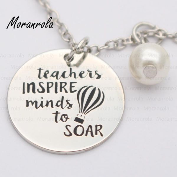 

pendant necklaces arried " teachers inspire minds to soar"copper necklace keychain,charm hand-stamped jewelry teacher day gift gra, Silver