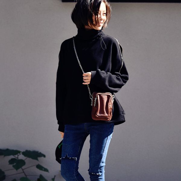 

women's jackets micoco r7030c korean version fashion leisure personality zipper draw a rope high collar cotton loose fleece ltmh, Black;brown