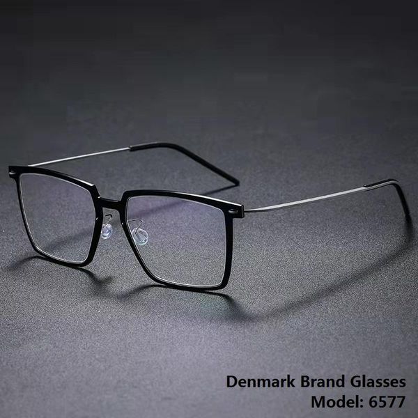 

fashion sunglasses frames large square titanium glasses frame screwless ultra-light eyeglasses myopia eyewear prescription, Black