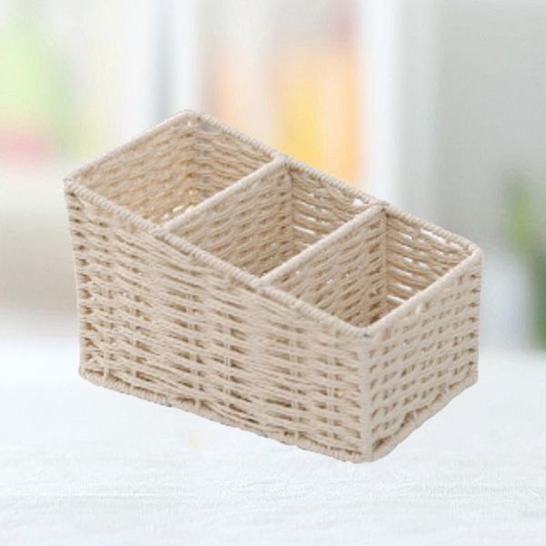 

storage baskets simple deskbasket environmentally friendly paper rope iron silk weaving debris box household makeup organize